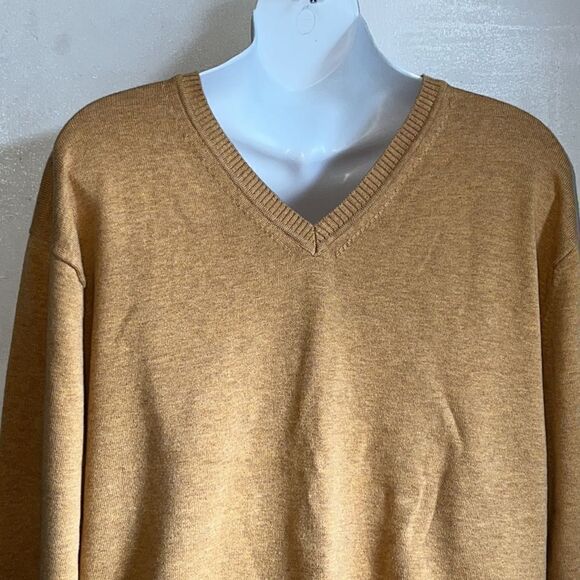 JOS. A. BANK Goldenrod Pima Cotton Vneck Sweater-XL - Picture 2 of 8